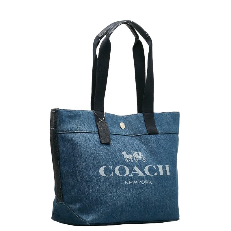 COACH デニム トートバッグ ショルダーバッグ　美品 COACH（コーチ） ロゴ トートバッグ F67415 ブルー デニム レディース