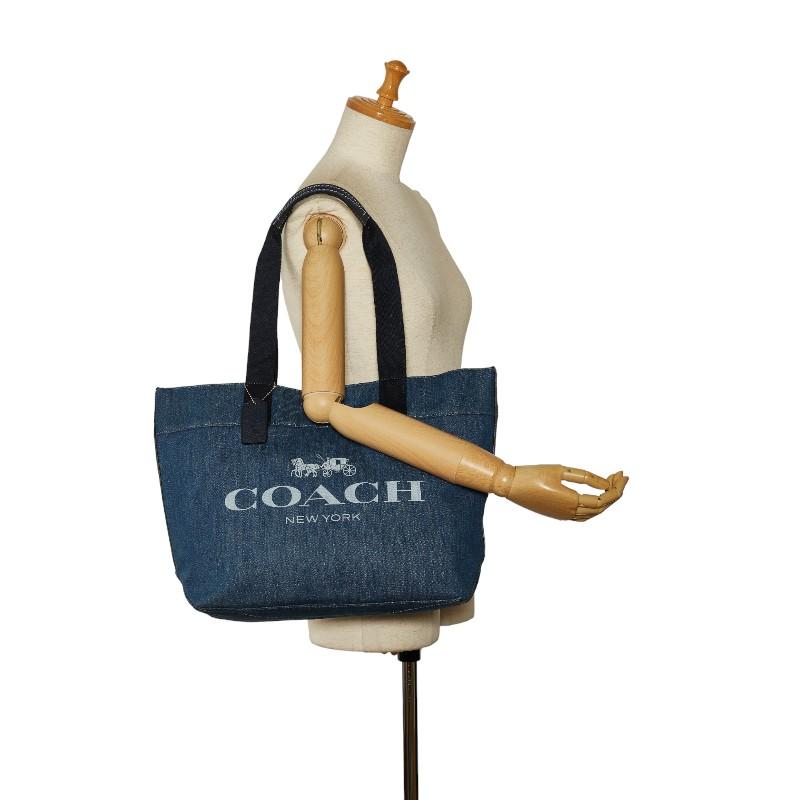 COACH コーチ ロゴ トートバッグ F67415 ブルー デニム レディース 