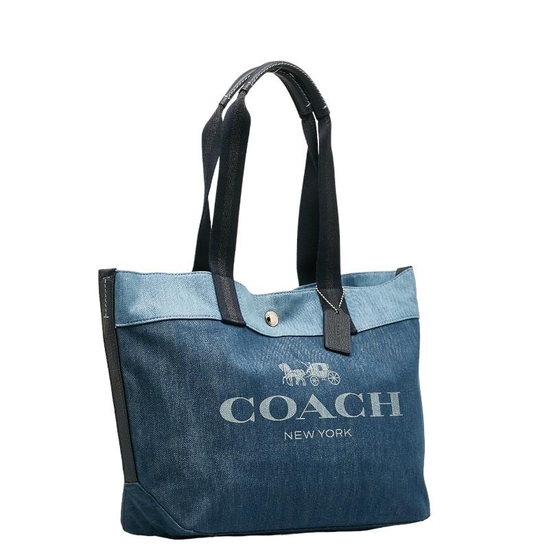 COACH（コーチ） ロゴ トートバッグ 91131 ブルー デニム レディース 
