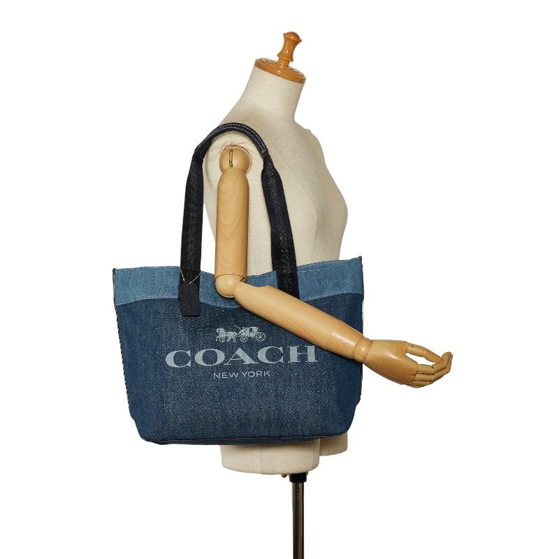 COACH（コーチ） ロゴ トートバッグ 91131 ブルー デニム レディース