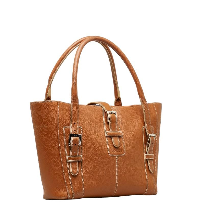 ロエベ ハンドバッグ トートバッグ ブラウン レザー レディース LOEWE 【中古】 LOEWE（ロエベ） ハンドバッグ トートバッグ ブラウン レザー
