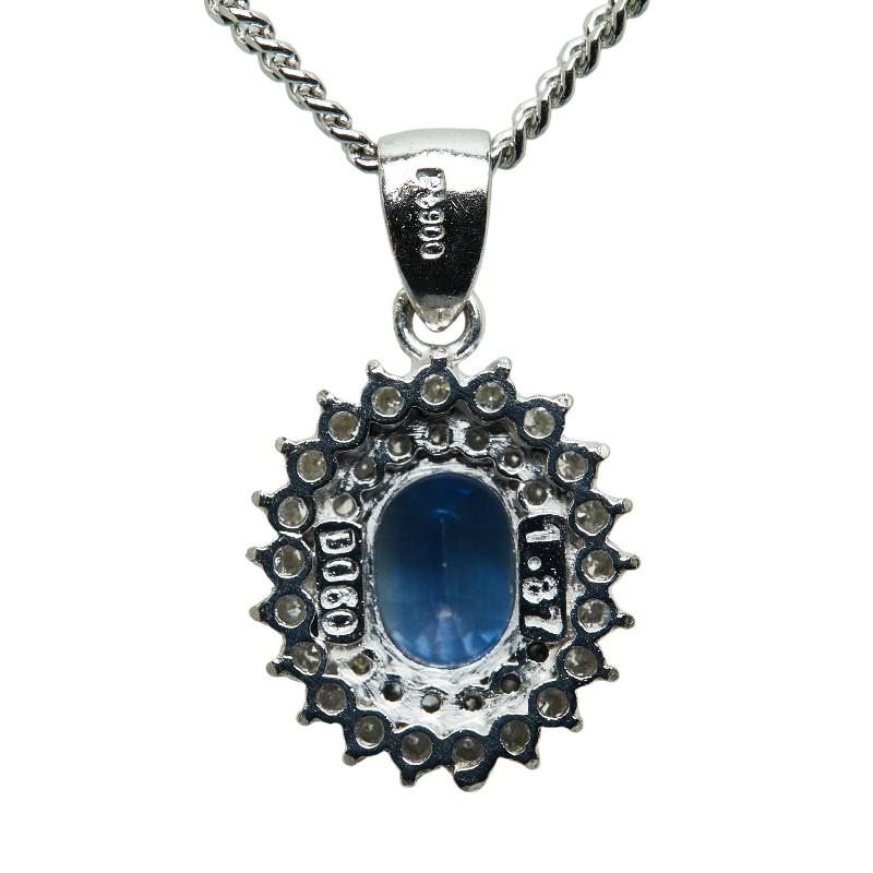 Pt900 プラチナ Pt850 サファイア1.87ct ダイヤ0.60ct ネックレス