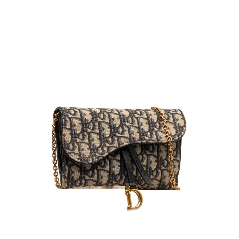 【美品】ディオール オブリーク サドルロングウォレット 長財布 ネイビー 美品】ディオール オブリーク サドルロングウォレット 長財布 ネイビー