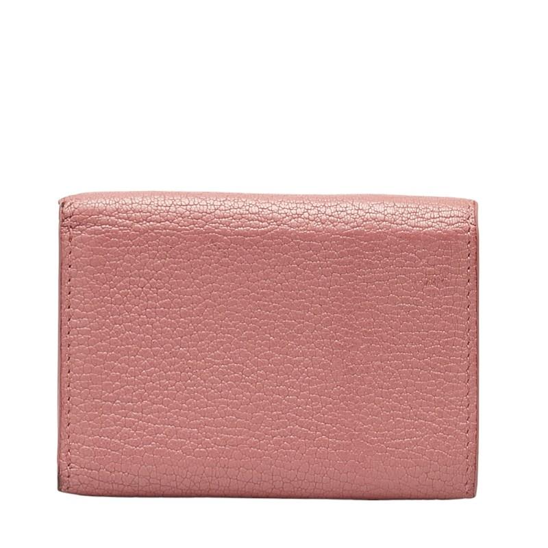 miu ミュウミュウ ロゴ リボンモチーフ ゴールド金具 三つ折り miu ミュウミュウ ロゴ リボンモチーフ ゴールド金具 三つ折り