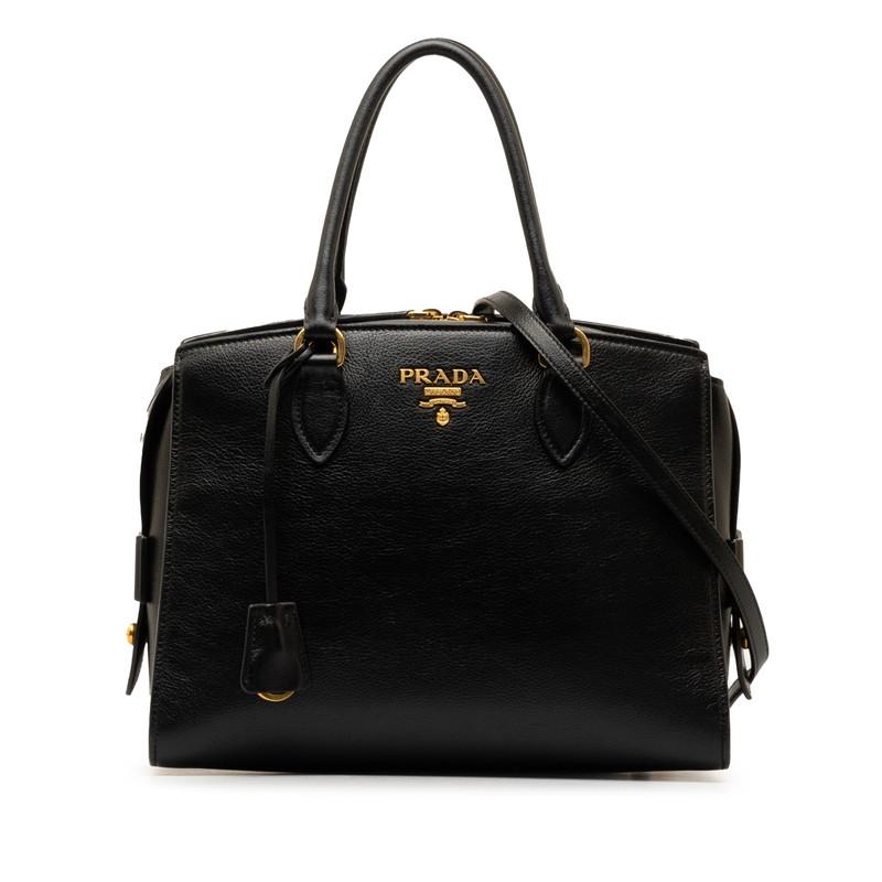 プラダ ロゴ ゴールド金具 ハンドバッグ ショルダーバッグ 2WAY 1BA164 ブラック レザー レディース PRADA 【中古】 :1 ...