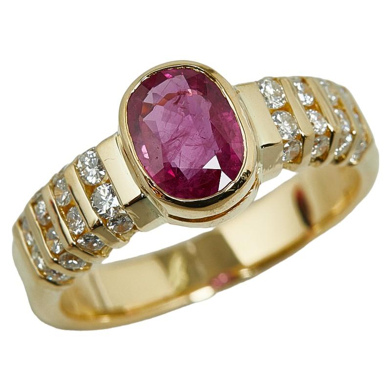 K18YG イエローゴールド ルビー1.16ct ダイヤ0.43ct リング 指輪 