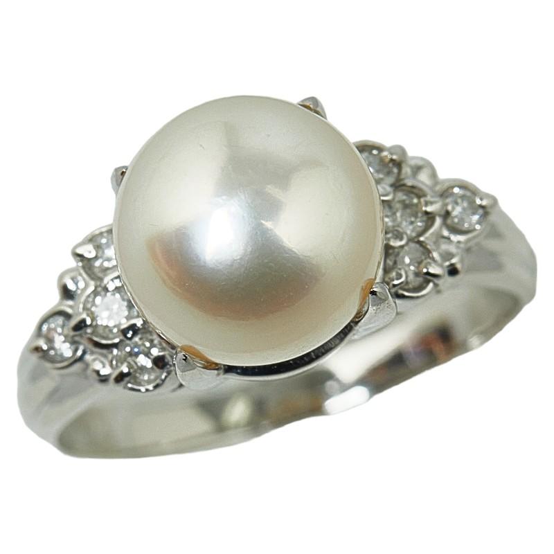 Pt900 プラチナ アコヤパール9.1mm ダイヤ0.14ct リング 指輪 