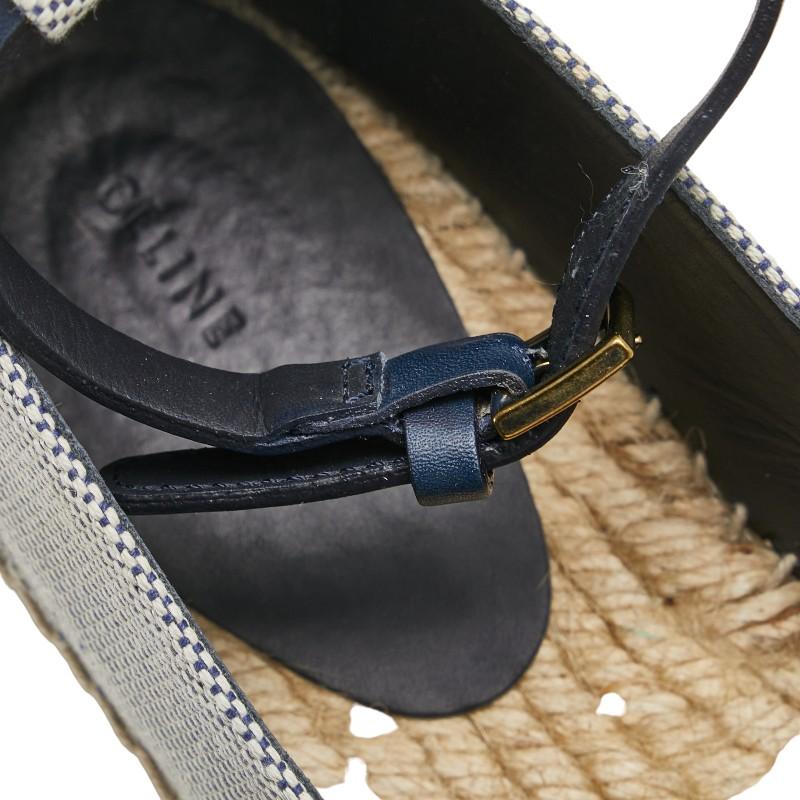 セリーヌ アンクルストラップ エスパドリーユ スリッポン 35 フラット  