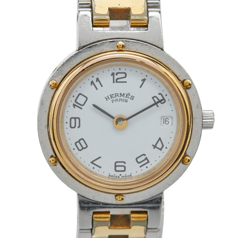 HERMES エルメス クリッパー 腕時計 クオーツ ホワイト文字盤  