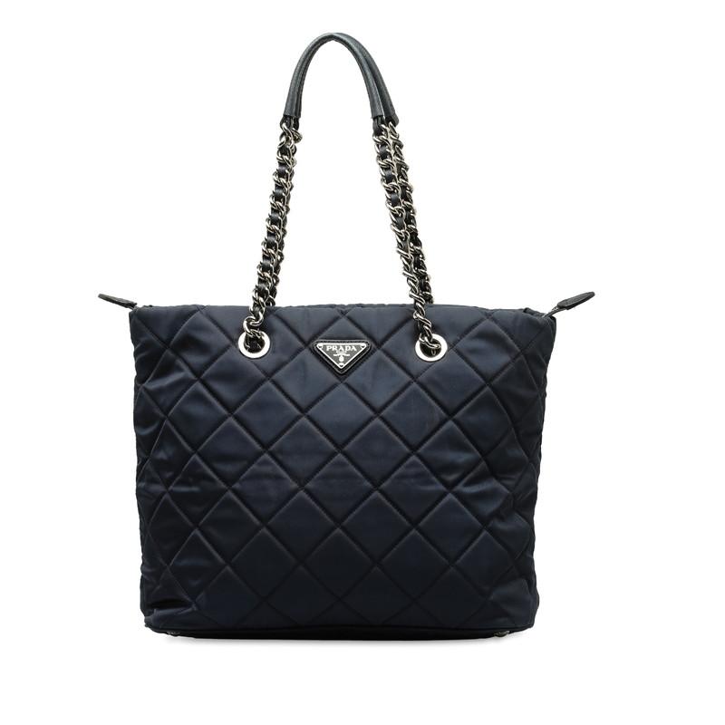 PRADA プラダ 三角ロゴプレート チェーン トートバッグ PRADA プラダ 三角ロゴプレート チェーン トートバッグ