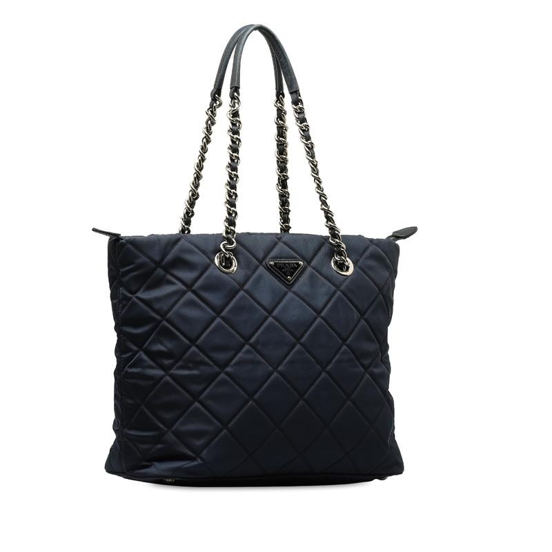 PRADA プラダ 三角ロゴプレート チェーン トートバッグ PRADA プラダ 三角ロゴプレート チェーン トートバッグ