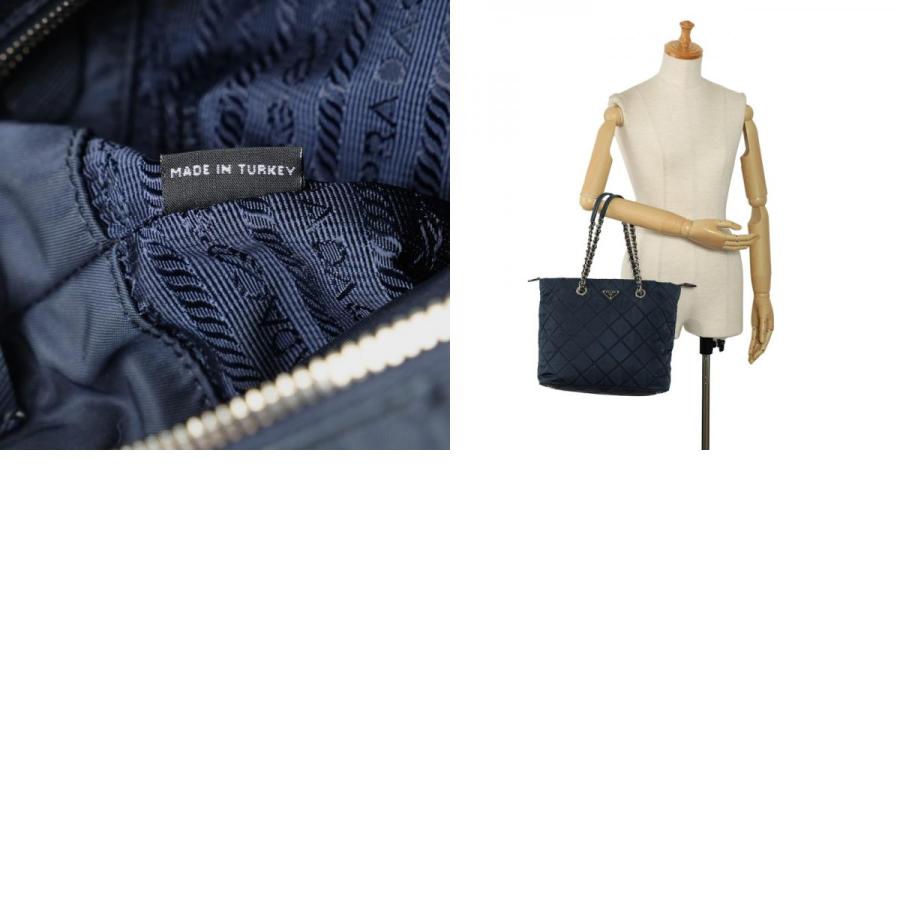 PRADA プラダ 三角ロゴプレート チェーン トートバッグ PRADA プラダ 三角ロゴプレート チェーン トートバッグ