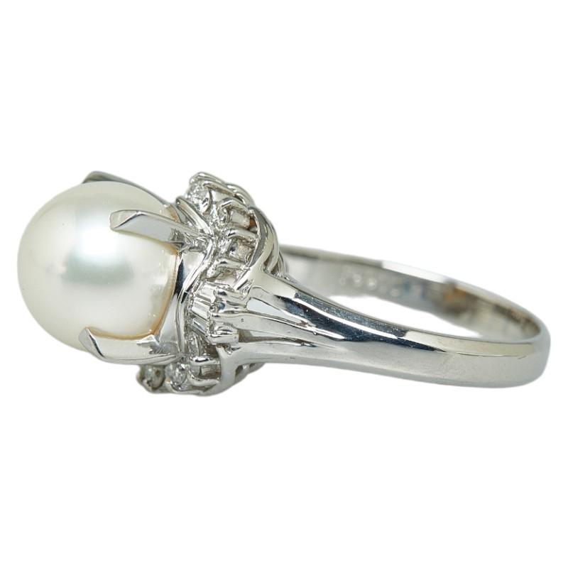 Pt900 プラチナ アコヤパール9.1mm ダイヤ0.35ct リング 指輪 
