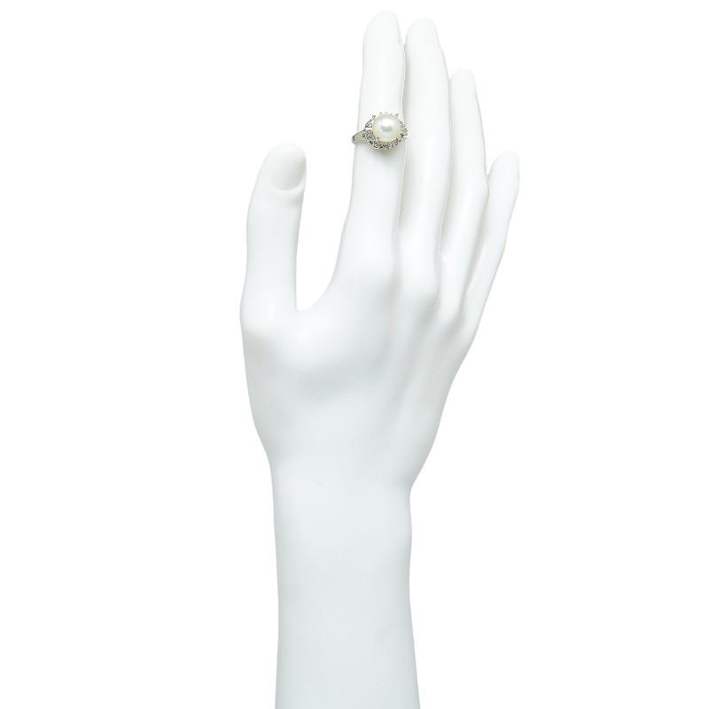 Pt900 プラチナ アコヤパール9.1mm ダイヤ0.35ct リング 指輪 