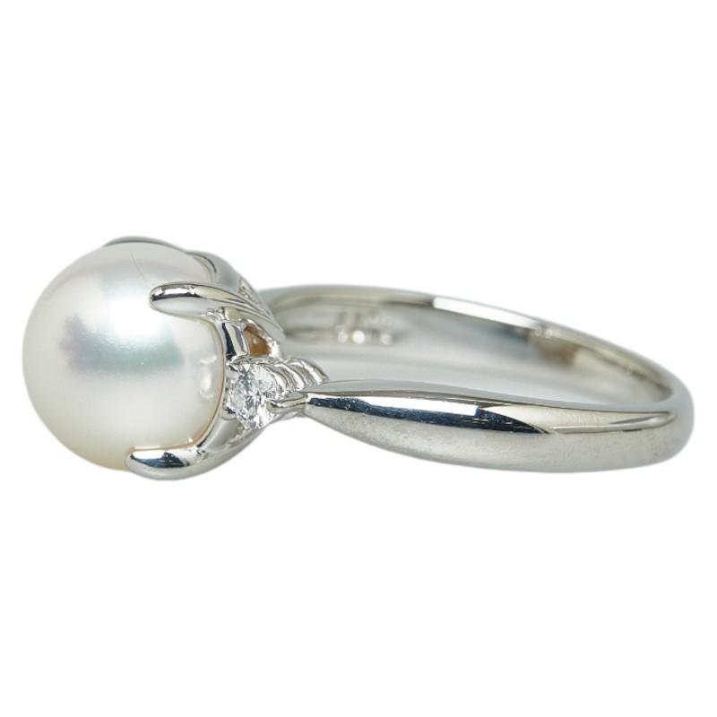 タサキ Pt900 プラチナ アコヤパール9.1mm ダイヤ0.11ct リング 指輪 