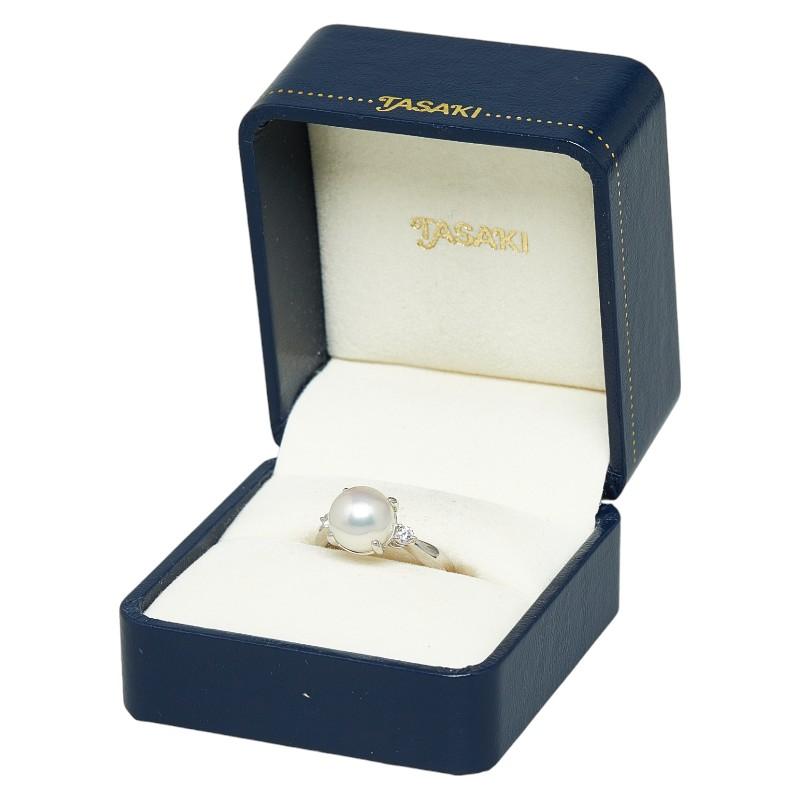 タサキ Pt900 プラチナ アコヤパール9.1mm ダイヤ0.11ct リング 指輪 
