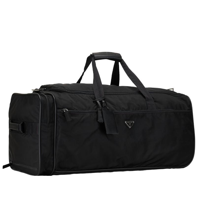 PRADA 三角ロゴ キャリーバッグ ボストン V155 ブラック ナイロン PRADA 三角ロゴ キャリーバッグ ボストン V155 ブラック ナイロン