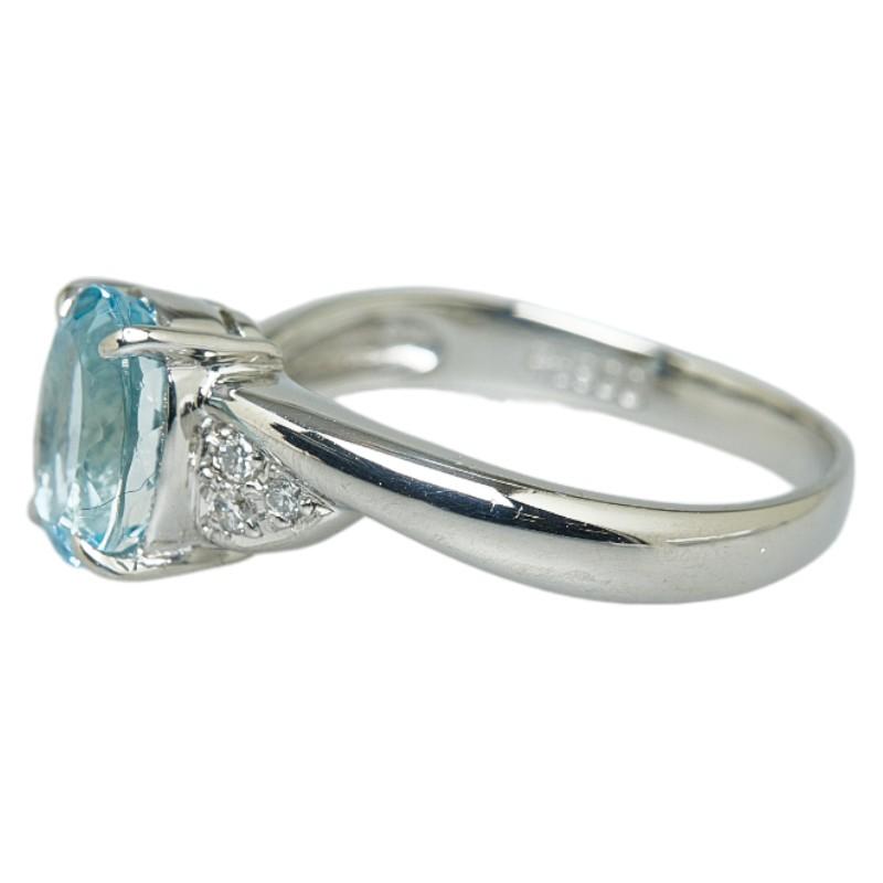 Pt900 プラチナ アクアマリン1.38ct ダイヤ0.07ct リング 指輪