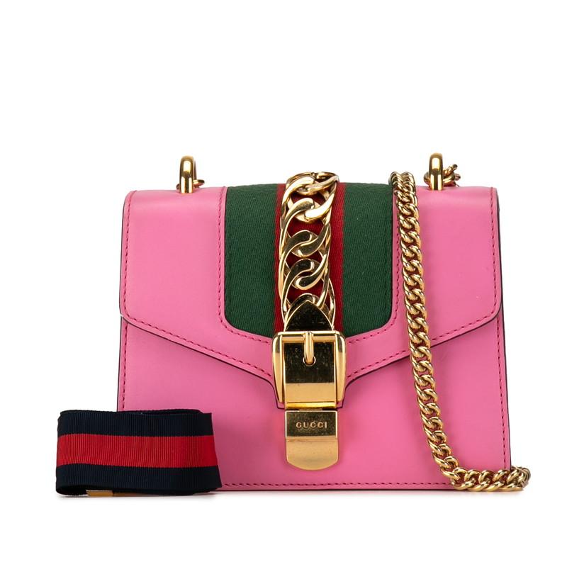 グッチ シェリーライン シルヴィ ミニ 斜め掛け チェーン ショルダーバッグ 431666 レザー レディース GUCCI 【1-0264858】 グッチ GUCCI シルヴィ ミニチェーンバッグ 431666 レッド レザー
