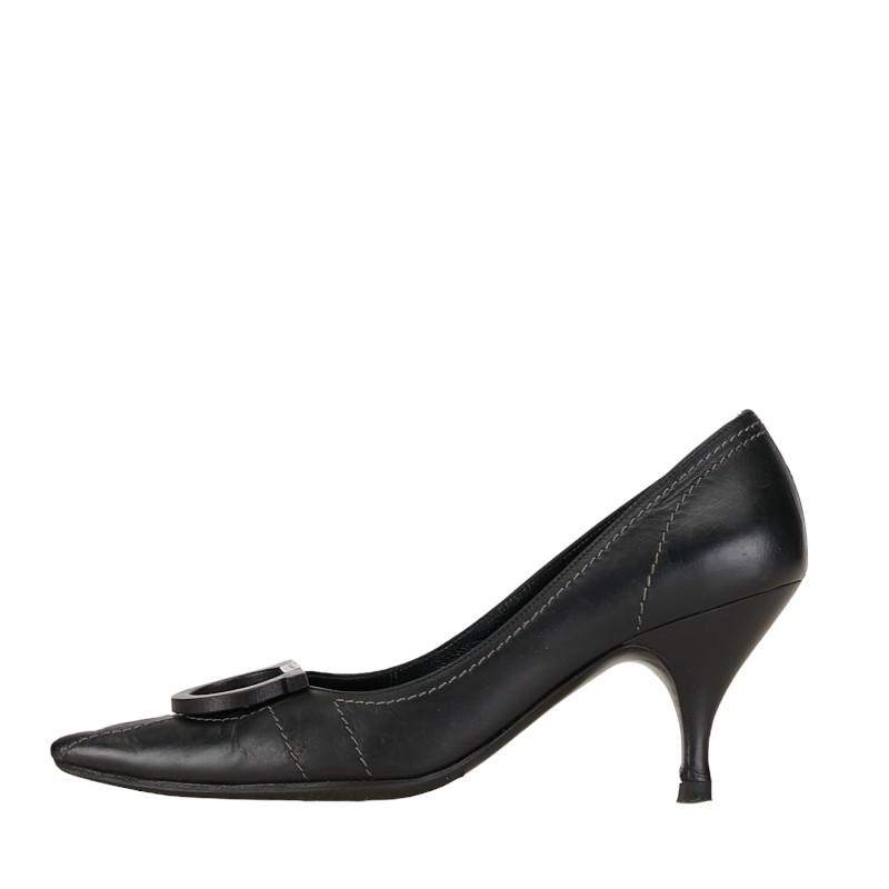 【美品】Salvatore Ferragamo ブラック　パンプス　5 1/2 サルヴァトーレフェラガモ パンプス ヒール サイズ:5 1/2 22.5cm