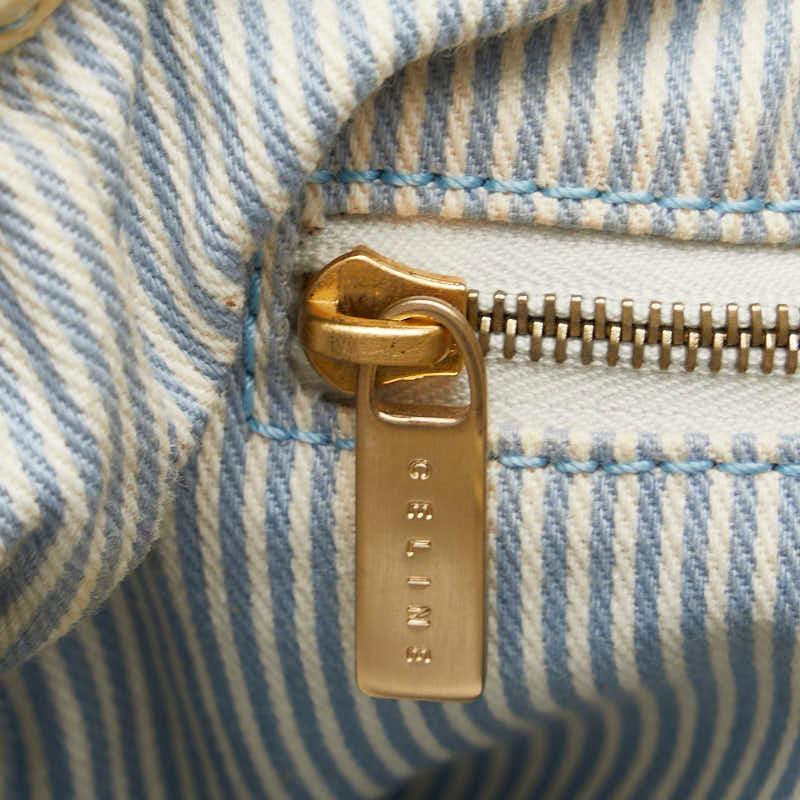CELINE セリーヌ Cマカダム ハンドバッグ ブルー ベージュ キャンバス 