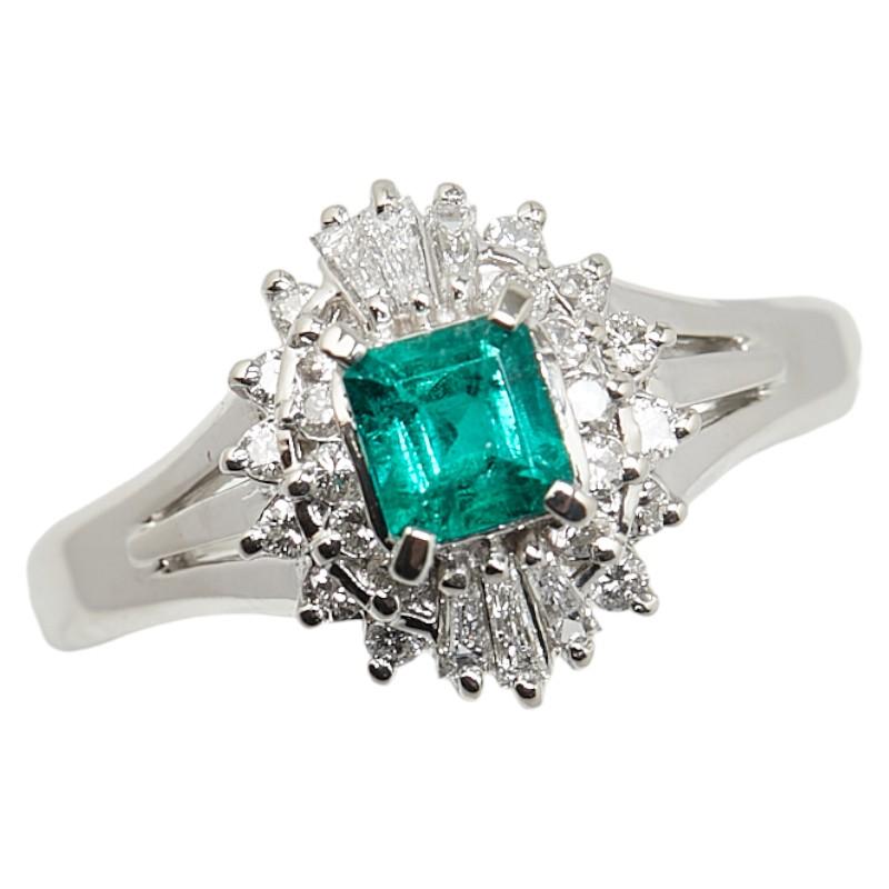 Pt900 プラチナ エメラルド0.33ct ダイヤ0.33ct リング 指輪 