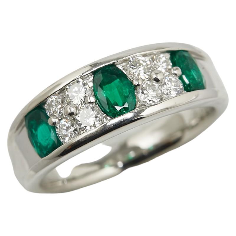 Pt900 プラチナ エメラルド0.73ct ダイヤ0.37ct リング 指輪 