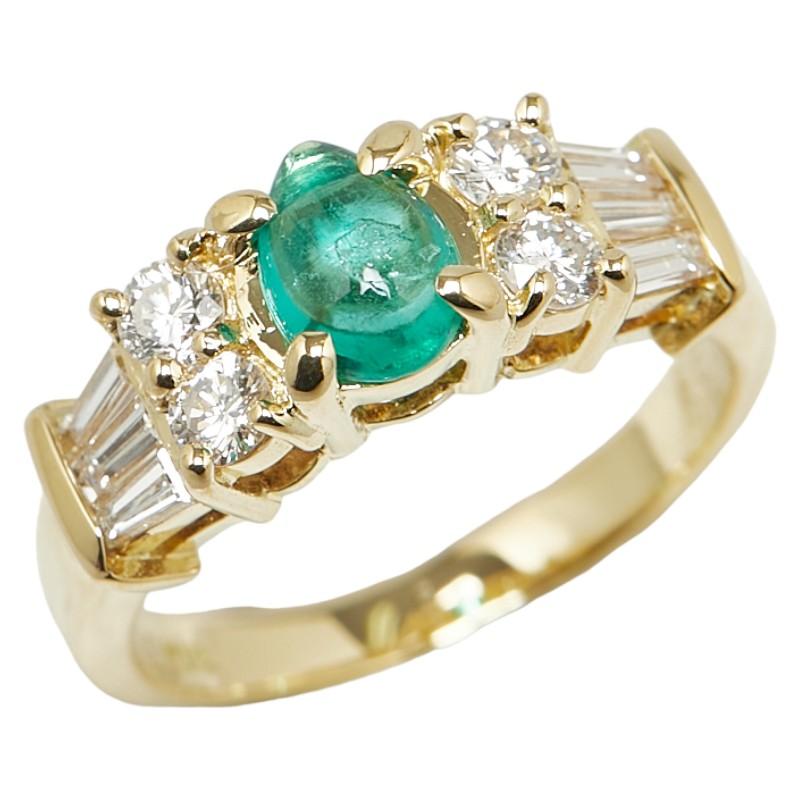 K18YG イエローゴールド エメラルド0.46ct ダイヤ0.59ct リング 指輪 