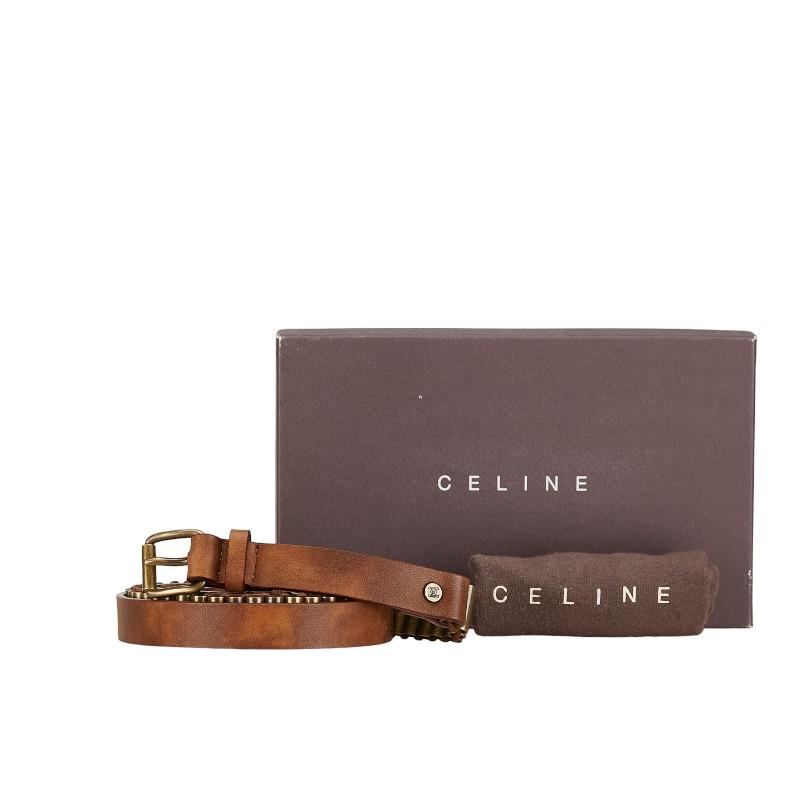 CELINE（セリーヌ） ベルト 32/60 ブラウン ゴールド レザー