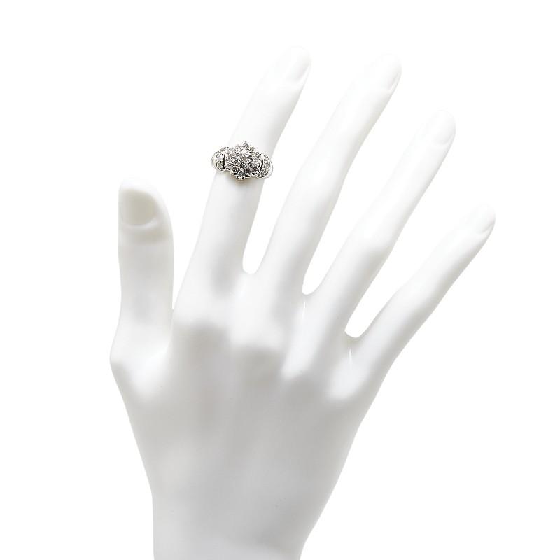 フラワー 花 モチーフ リング 指輪 Pt900 プラチナ レディース 【中古