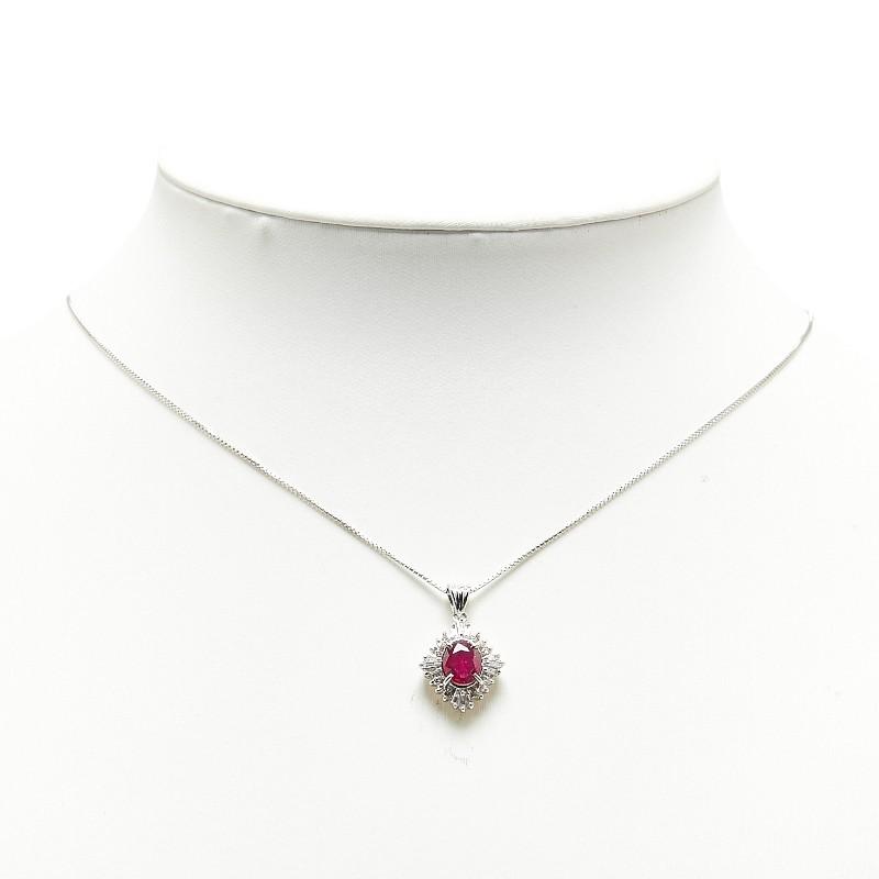 Pt900 プラチナ Pt850 ルビー1.18ct ダイヤ0.32ct ペンダント  