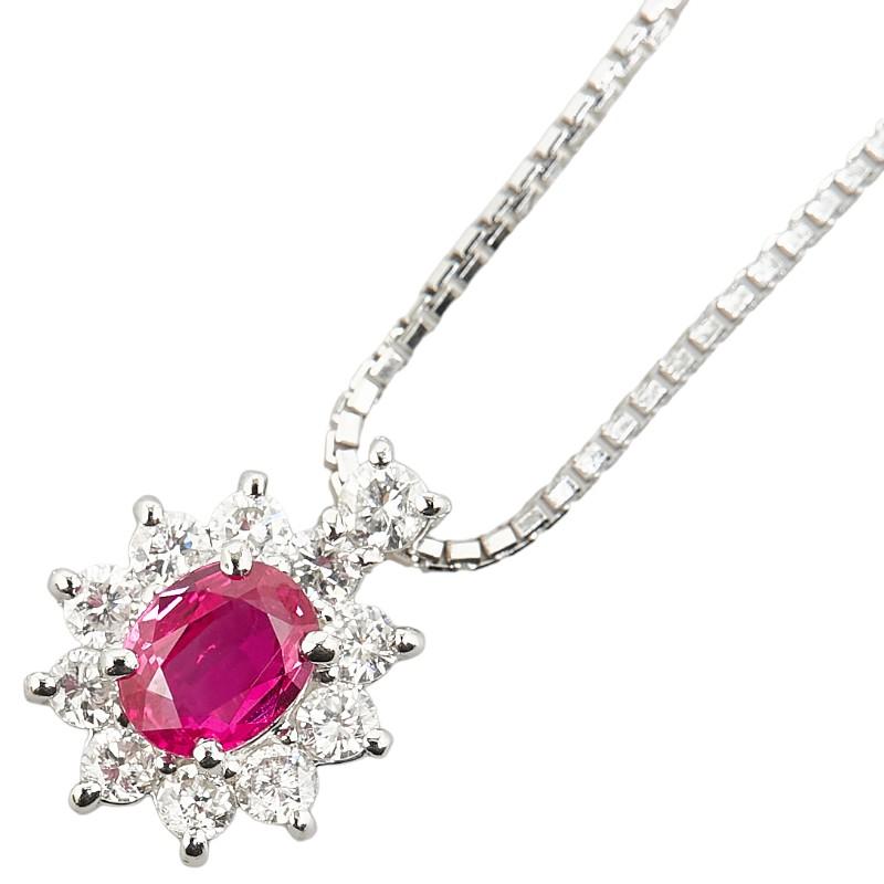 Pt900 プラチナ Pt850 ルビー0.67ct ダイヤ0.41ct ペンダント  