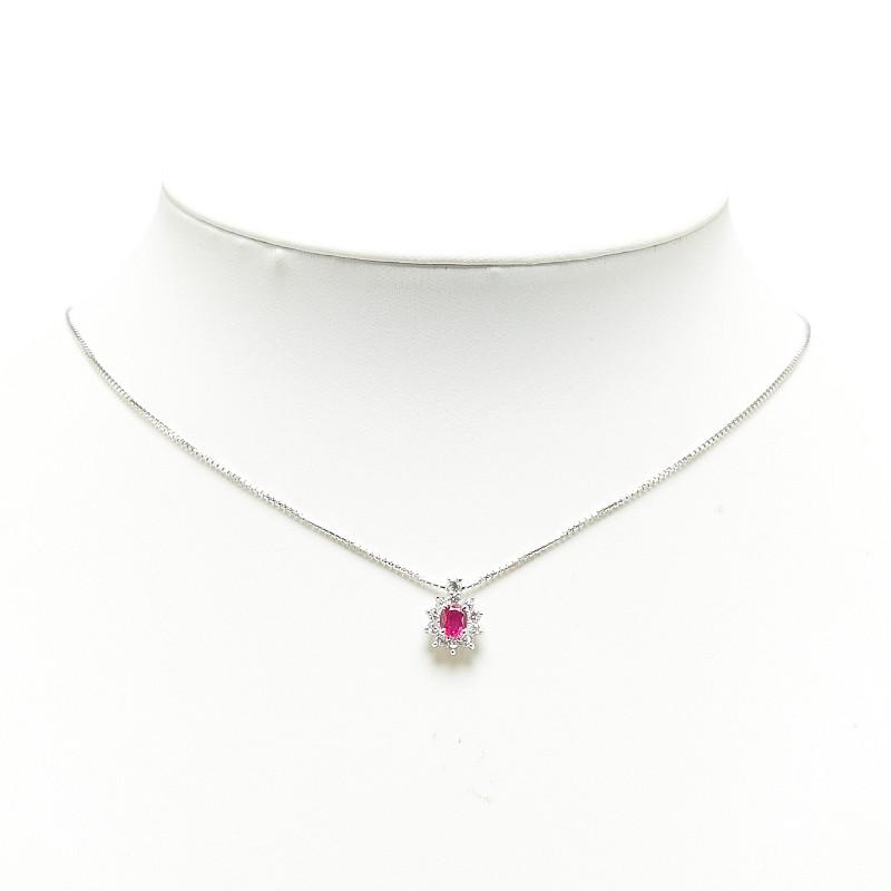 Pt900 プラチナ Pt850 ルビー0.67ct ダイヤ0.41ct ペンダント  