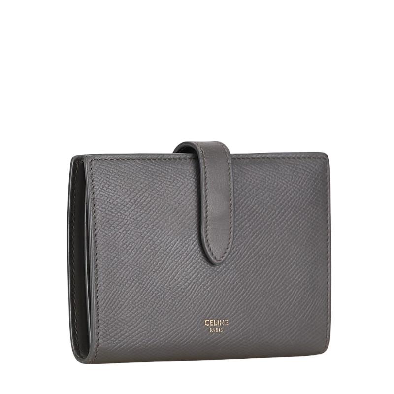CELINE セリーヌ ラージ ストラップウォレット 長財布 グレー CELINE セリーヌ ラージ ストラップウォレット 長財布 グレー