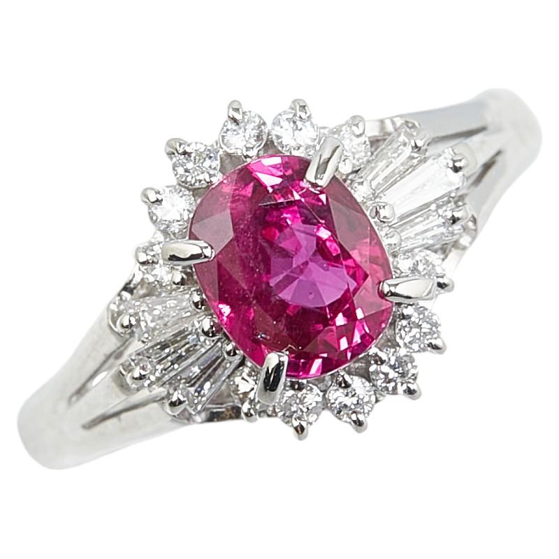 Pt850 プラチナ ルビー1.14ct ダイヤ0.31ct リング 指輪 #52 
