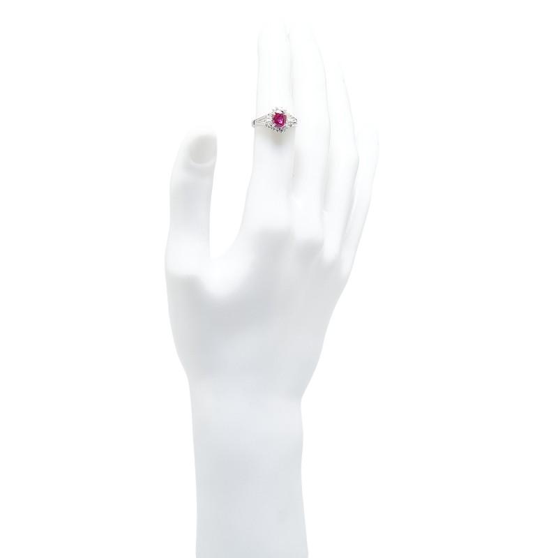 Pt850 プラチナ ルビー1.14ct ダイヤ0.31ct リング 指輪 #52 