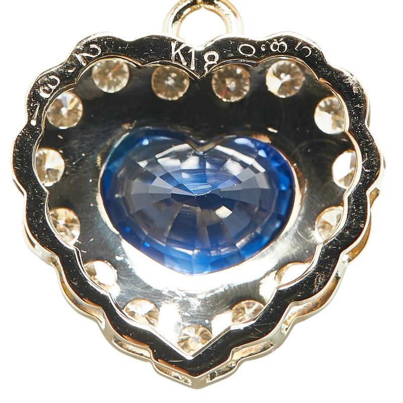 K18YG イエローゴールド サファイア2.31ct ダイヤ0.85ct ハート 