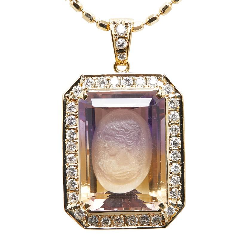 タサキ K18YG イエローゴールド アメトリン12.40ct ダイヤ0.58ct 