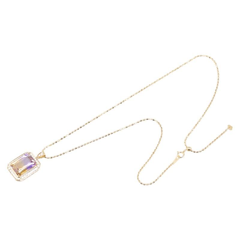 タサキ K18YG イエローゴールド アメトリン12.40ct ダイヤ0.58ct 