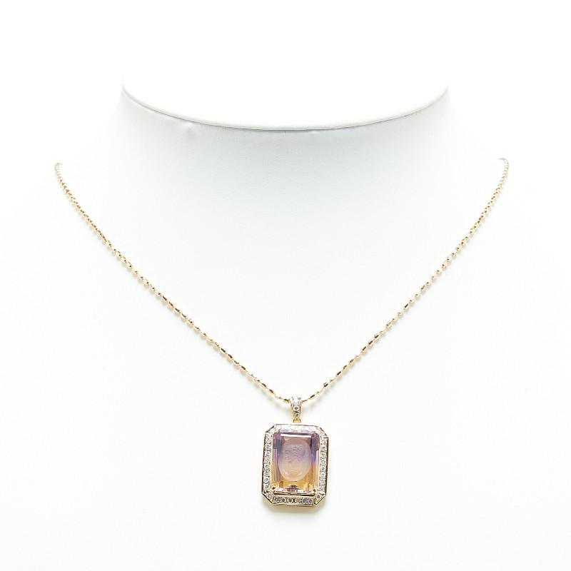 タサキ K18YG イエローゴールド アメトリン12.40ct ダイヤ0.58ct 