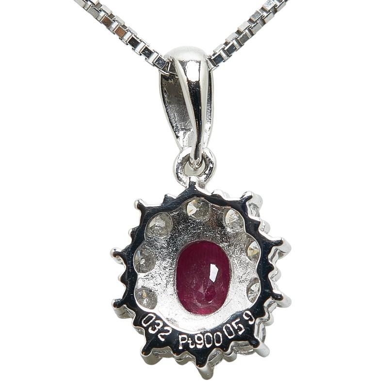 Pt900 プラチナ Pt850 ルビー0.59ct ダイヤ0.32ct ネックレス  