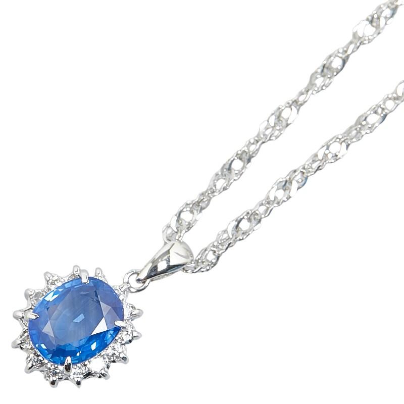 Pt900 プラチナ Pt850 サファイア1.94ct ダイヤ0.20ct ネックレス 