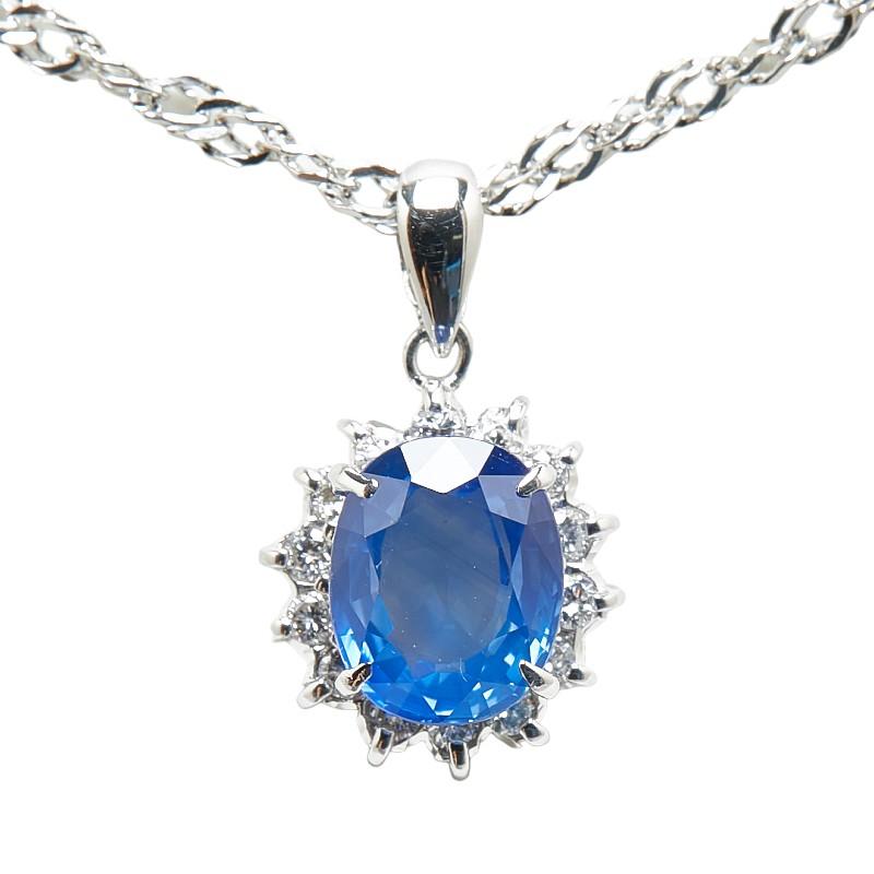 Pt900 プラチナ Pt850 サファイア1.94ct ダイヤ0.20ct ネックレス 