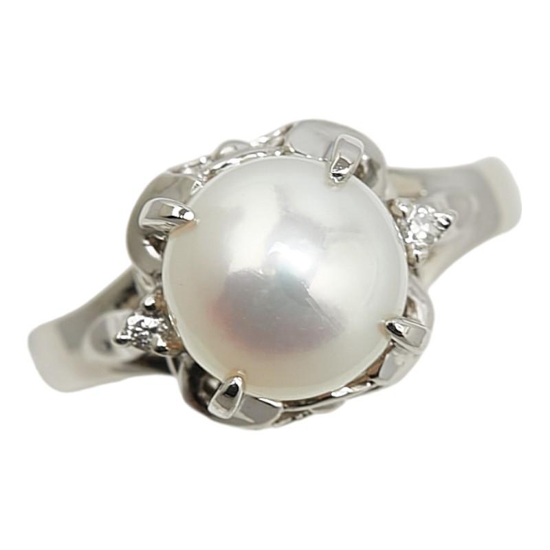 Pt900 プラチナ パール3.8mm ダイヤ0.02ct リング 指輪 Pt900 プラチナ パール3.8mm ダイヤ0.02ct リング 指輪