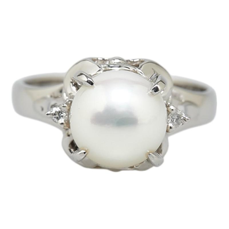 Pt900 プラチナ パール3.8mm ダイヤ0.02ct リング 指輪 Pt900 プラチナ パール3.8mm ダイヤ0.02ct リング 指輪