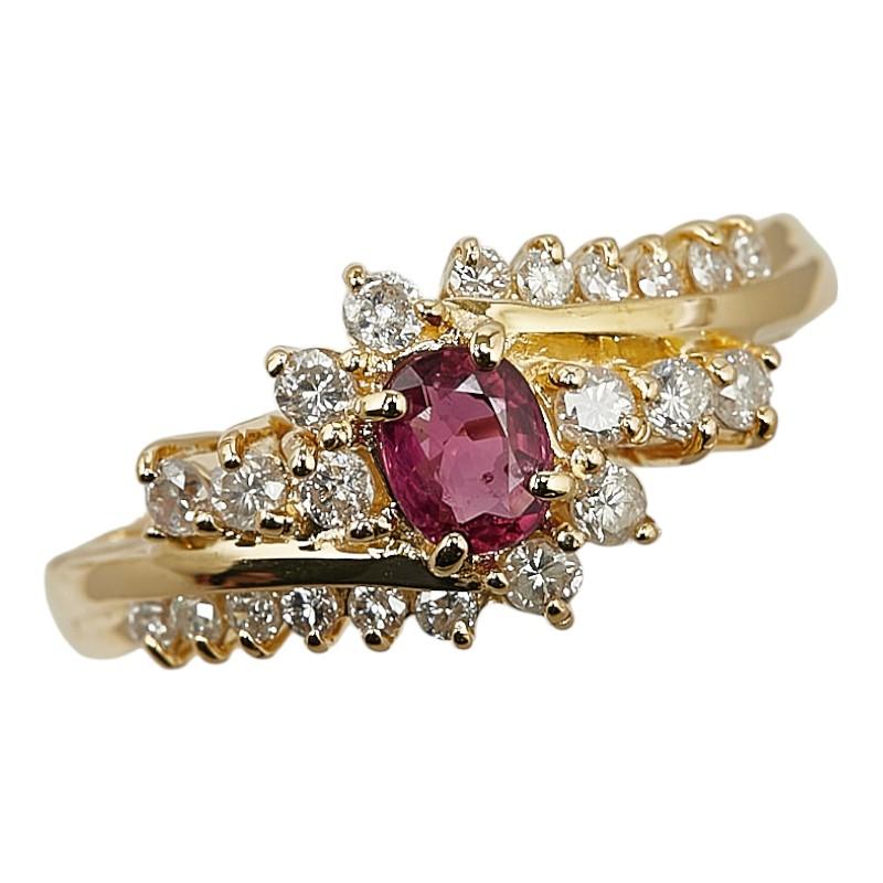 K18YG イエローゴールド ルビー0.36ct ダイヤ0.4ct リング 指輪 