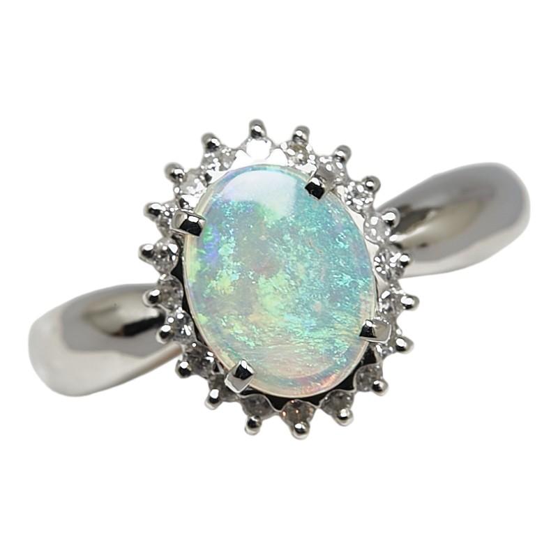 Pt900 プラチナ オパール0.72ct ダイヤ0.23ct リング 指輪 レディース 