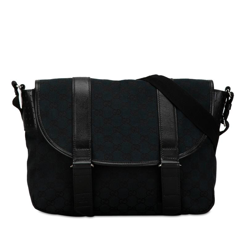 【美品】GUCCI グッチ　メッセンジャーバック　ブラック　大容量　キャンバス GUCCI グッチ GGキャンバス 斜め掛け ショルダーバッグ