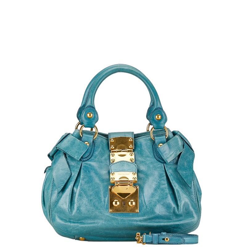 MIU MIU レザー サイドリボン 2 way ハンドバッグ