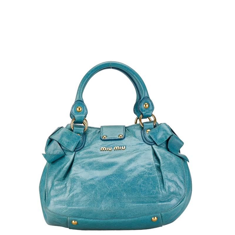 美品 miumiu サイドリボン 2WAY ショルダーバッグ ハンドバッグ miumiu サイドリボン2wayショルダーバッグ